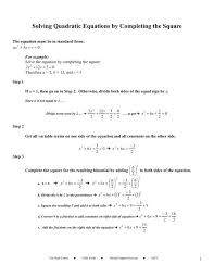 solving quadratic equations by