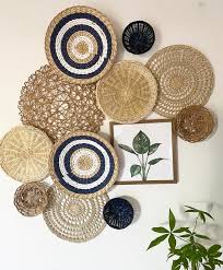 Navy Blue Basket Wall Set Woven Wall