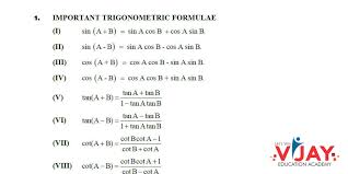 Trigonometry Formula Pdf Download All List