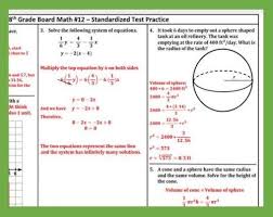 8th Grade Board Math 12 Standardized