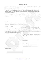 Sample Affidavit Free Sworn Affidavit Letter Template Format