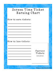 Screen Time Tickets Computer Tv Tablet With Earning Pocket Page