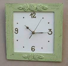 Light Green Wall Clock Shabby Chic Home