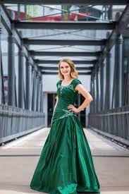modest green formal dress with sleeves