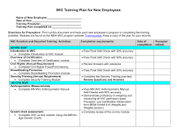 Wic Training Plan For New Employees Word