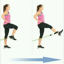 standing leg extension with bands by