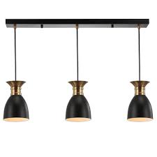 Jonathan Y Edison 5 75 In 3 Light Black Brass Gold Metal Linear Led Pendant Jyl6138a The Home Depot