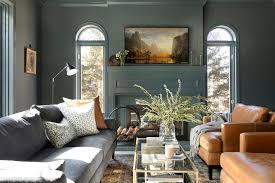 Gray Cottage Style Family Room With