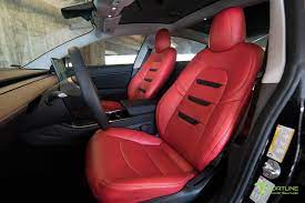 tesla model 3 red leather interior by t