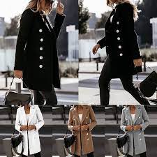 Women Wool Trench Coat Long Jacket