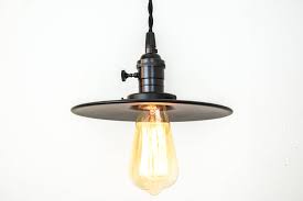 Industrial Lighting Black Pendant Lights Farmhouse Light Flat Shade Matte Black Rustic Lighting Plug In Pendant Edison Bulb