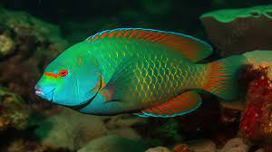 parrotfish in the ocean background a