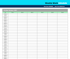free weekly work schedule templates