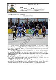 street hockey esl worksheet