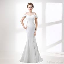 The Bride Mermaid Wedding Dress Sexy Slim White Lace Embroidery Sweep Train Long Fishtail Wedding Gown Custom 664809 Silver Wedding Dresses Tea Length