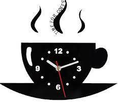 Coffee Cup Mirror Wall Clock Simple