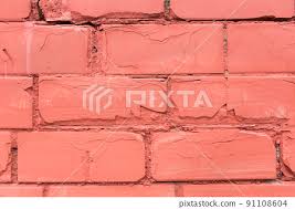 Old Red Paint Brick Wall Texture Stone