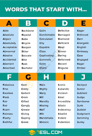 words that start with specific letters