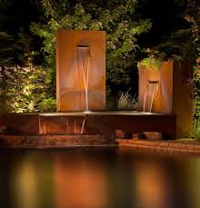 Corten Steel Pool Fountain Modern