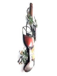 Metal Wall Art Wine Glass Bottle And