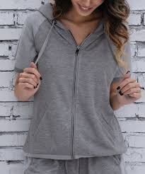 Z Avenue Light Heather Gray Short Sleeve Zip Up Hoodie Women Best Price And Reviews Zulily