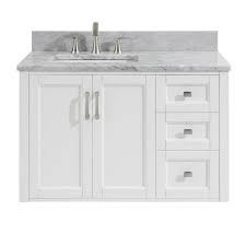 Fitted bathroom furniture gives that custom design appearance, whereas a smaller bathroom vanity mirror and cabinet combination gives you the option to mix and match. Allen Roth Floating 36 In White Undermount Single Sink Bathroom Vanity With Natural Carrara Marble Top In The Bathroom Vanities With Tops Department At Lowes Com