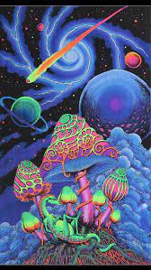 Trippy Wall Art Cosmic Shrooms