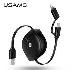 Usams 2 In 1 Retractable Charging Cable For Iphone Lighting Samsung Micro Usb Charger Ios 11 10 Storage Data Sync Scalable Cable 2 In 1 Retractable 2 In 1ios Charger Aliexpress