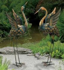 Flying Crane Pair Sculpture Heron Bird