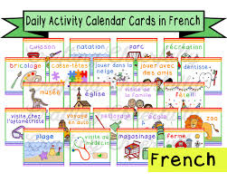 Childrens Calendar Activity Cards French Calendar Cards