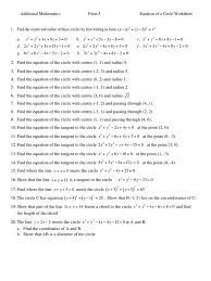 Equations Of Circles Worksheet Equation
