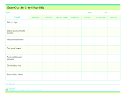 Chore Chart For 3 To 4 Year Kids Templates At