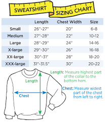 Crewneck Sweatshirt Size Chart Concert Sweatshirts