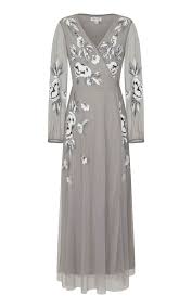 Gwyneth Embellished Wrap Dress In Grey By Frock Frill