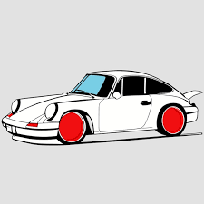 a drawing of a cyan porsche 911 without