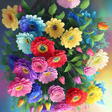 色とりどりの花の花束イラスト | プレミアム写真