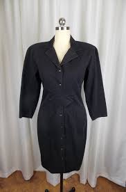 Buy 1990 S Black Twill Denim Coat Dress