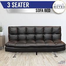 leather linen fabric 3 seater sofa bed