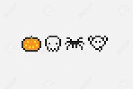 Pixel Art Minimaliste Icônes Halloween. Citrouille, Crâne, Araignée Et Le  Fantôme Clip Art Libres De Droits , Svg , Vecteurs Et Illustration. Image  45725798.