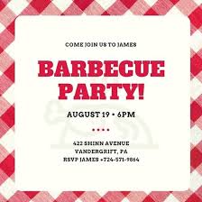 Bbq Party Invitation Template Cream And Red Checkered Pattern