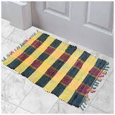 cotton door floor mats with frinches orted colour 1 pc