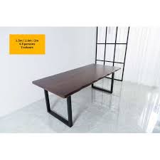 Solid Wooden Dining Table With Metal