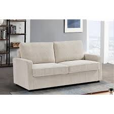 us pride furniture manchester polyester corduroy 70 in ivory square arms sofa bed