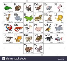 Cartoon Animal Alphabet Learning Chart With Cartoon Animal