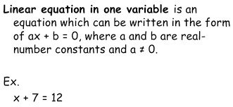 Linear Equations In One Variable A