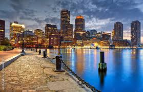 photo art print boston skyline at night