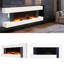 White Wall Mounted Log Fireplace Suite