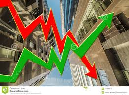 Stock Chart On The Background Of Real Estate Stock Image