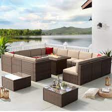 aoxun patio furniture set with fire pit