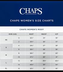 Chaps Clothing Size Chart Name Brand Clothing Size Charts